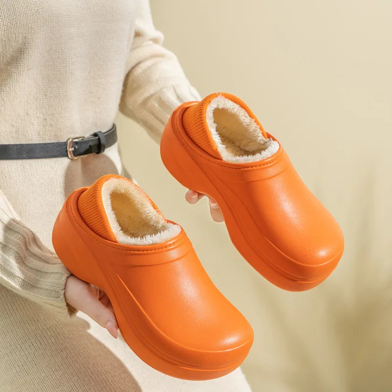 Women's Winter Warm Fashion Furry Slippers Cotton Slides For Outdoor Indoor Couples Use With Non-Slip Thick Sole Plush Fluffy Ladies' Slippers