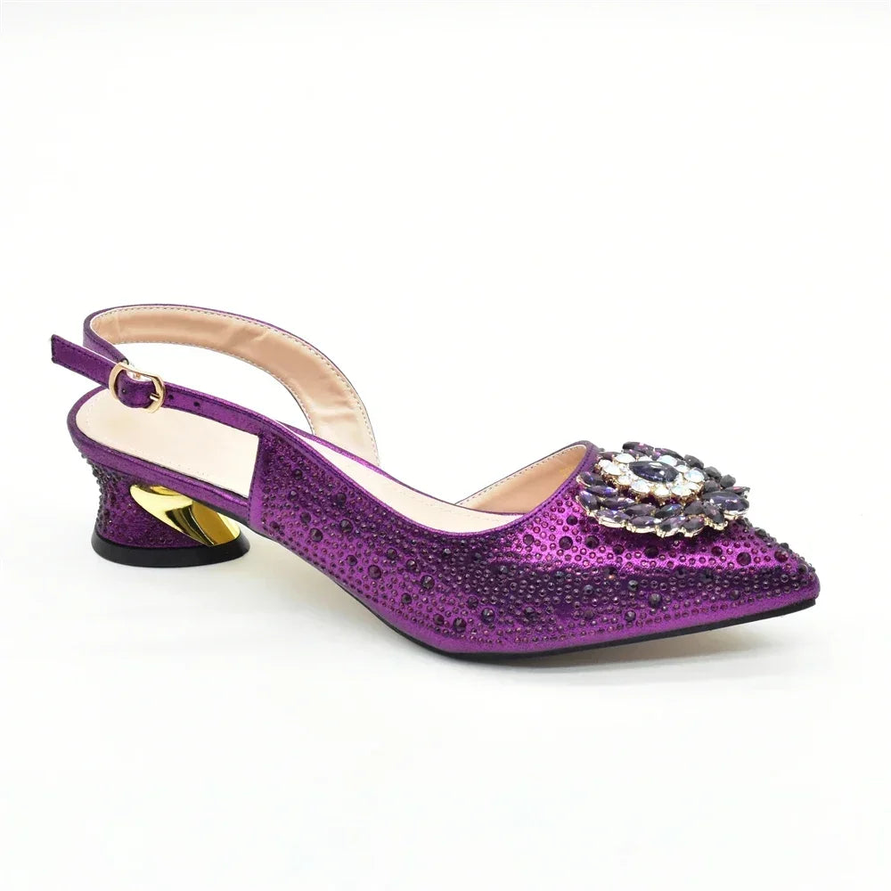 New Fashion Shoes Matching Bag Set Decorated with Crystal Ladies Wedding Party Women High Heel Pumps Luxury Rhiinestone Shoes