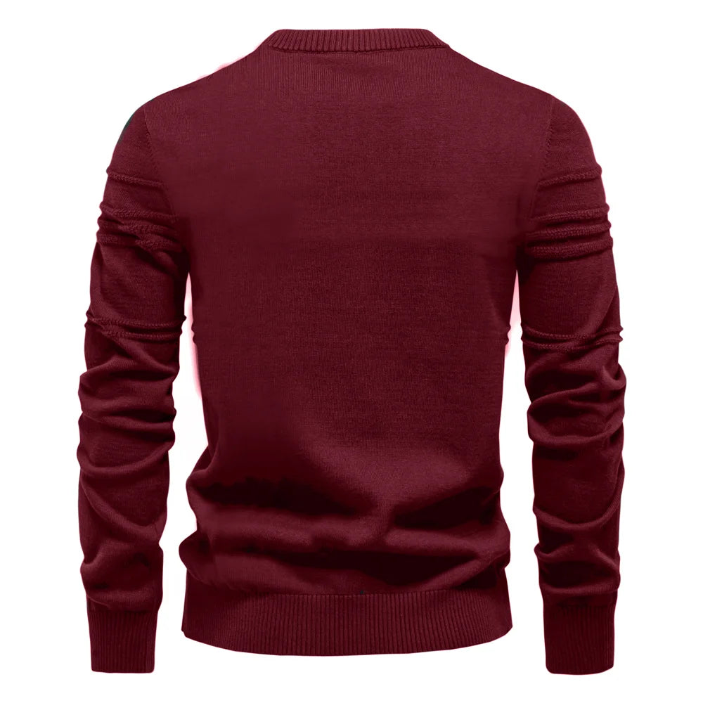 Men's Crewneck Pullover Sweater Knitted Cotton Stripped Quality Autumn Winter Warm Sweaters for Men