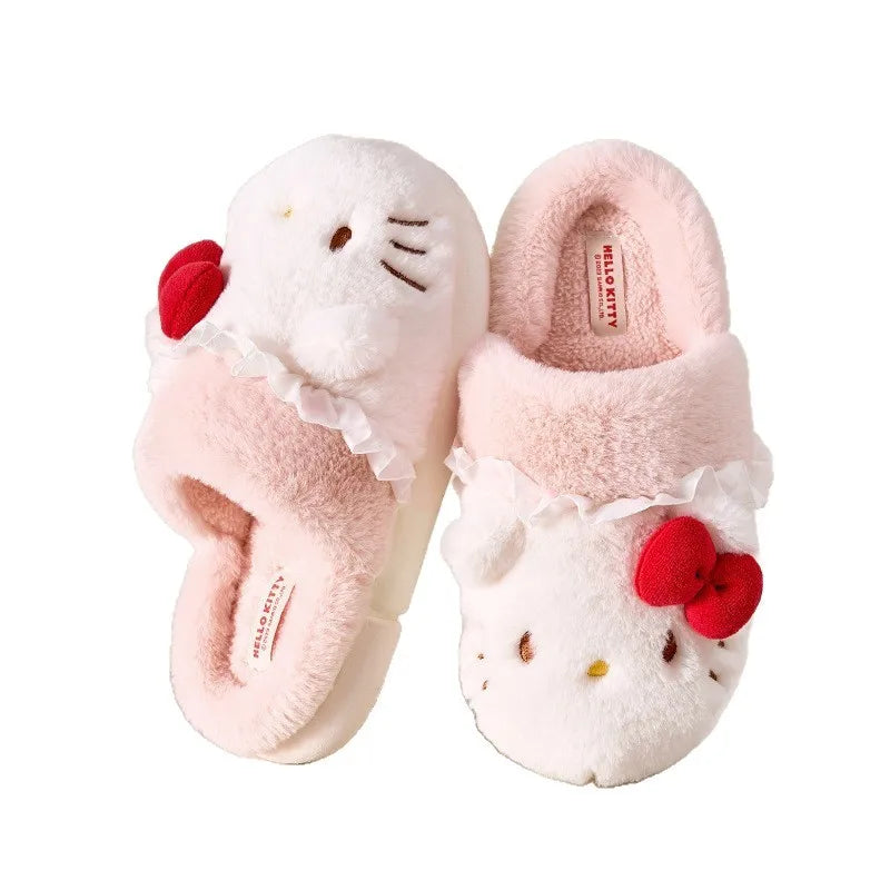 Kids' Slippers House Shoes Cartoon Hello Kitty Winter Shoes Warm Anti-Slip Soft Bottom Shoes For Girls Size 36-41