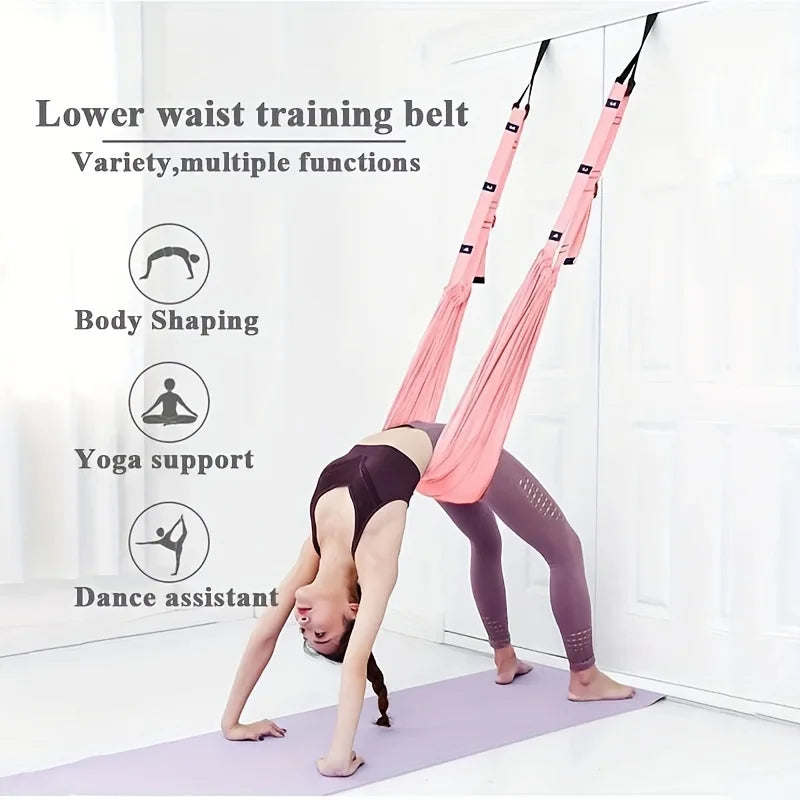 Yoga Strap Stretch Band, Elastic Fitness Rope, and Universal Back & Leg Belt For Home Backbend & Handstand Inversion Training Hammock