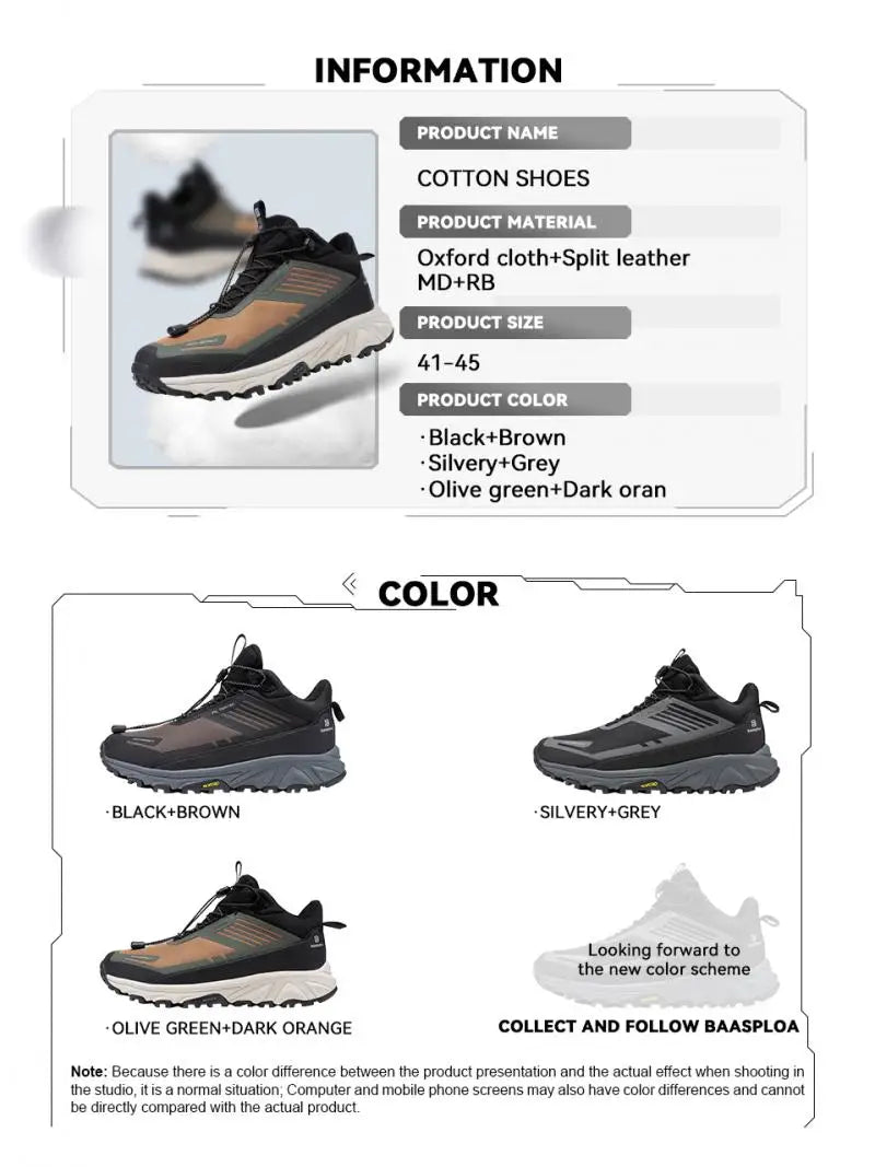 Men's Warm Hiking Shoes For Lightweight Walking - Suitable For Outdoor With Waterproof & Non-Slip Feature