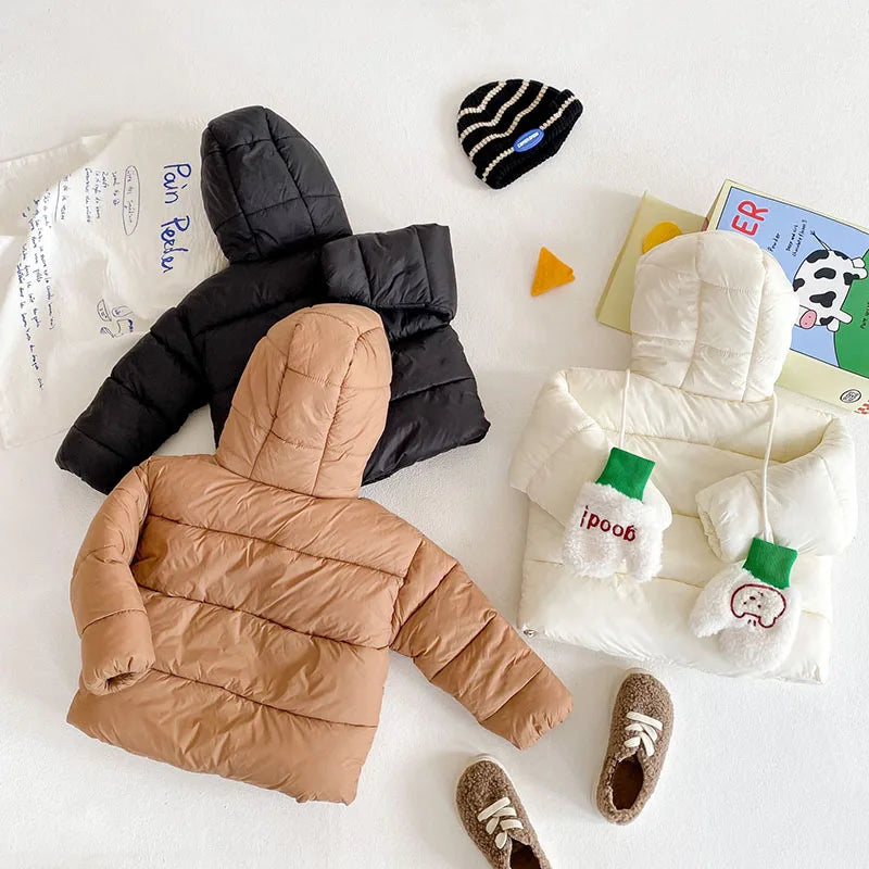 Winter Kids Parkas Korean Style Girls Boys Fur Coat Hoodie Boys Thicken Outerwear 7T Unisex