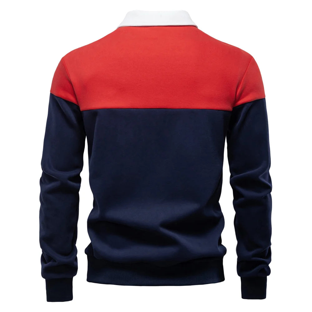 Men's Premium Design Sweatshirt Colour Block Hoodies Long Sleeve Business Casual Social Sweatshirt