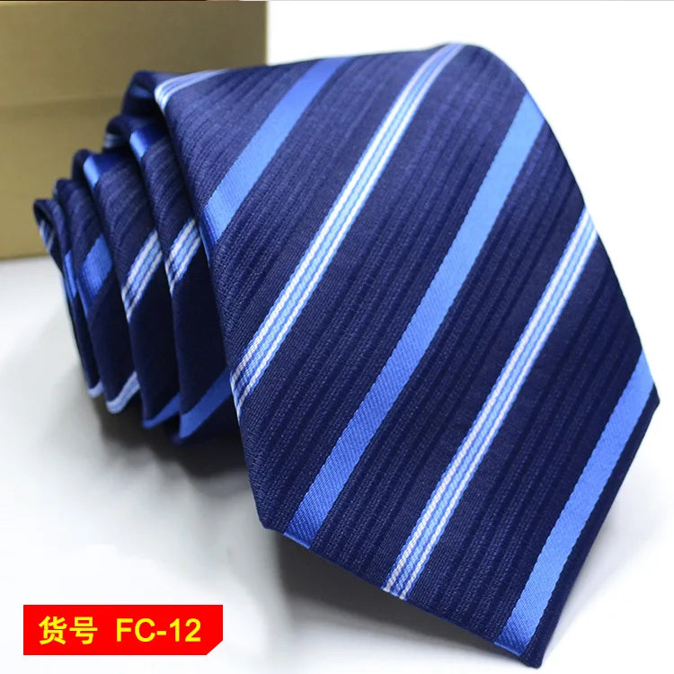 Men's Solid Color Stripe Floral Jacquard Necktie 7-8cm Width Fashionable Daily Wear Cravat for Wedding Party Gift