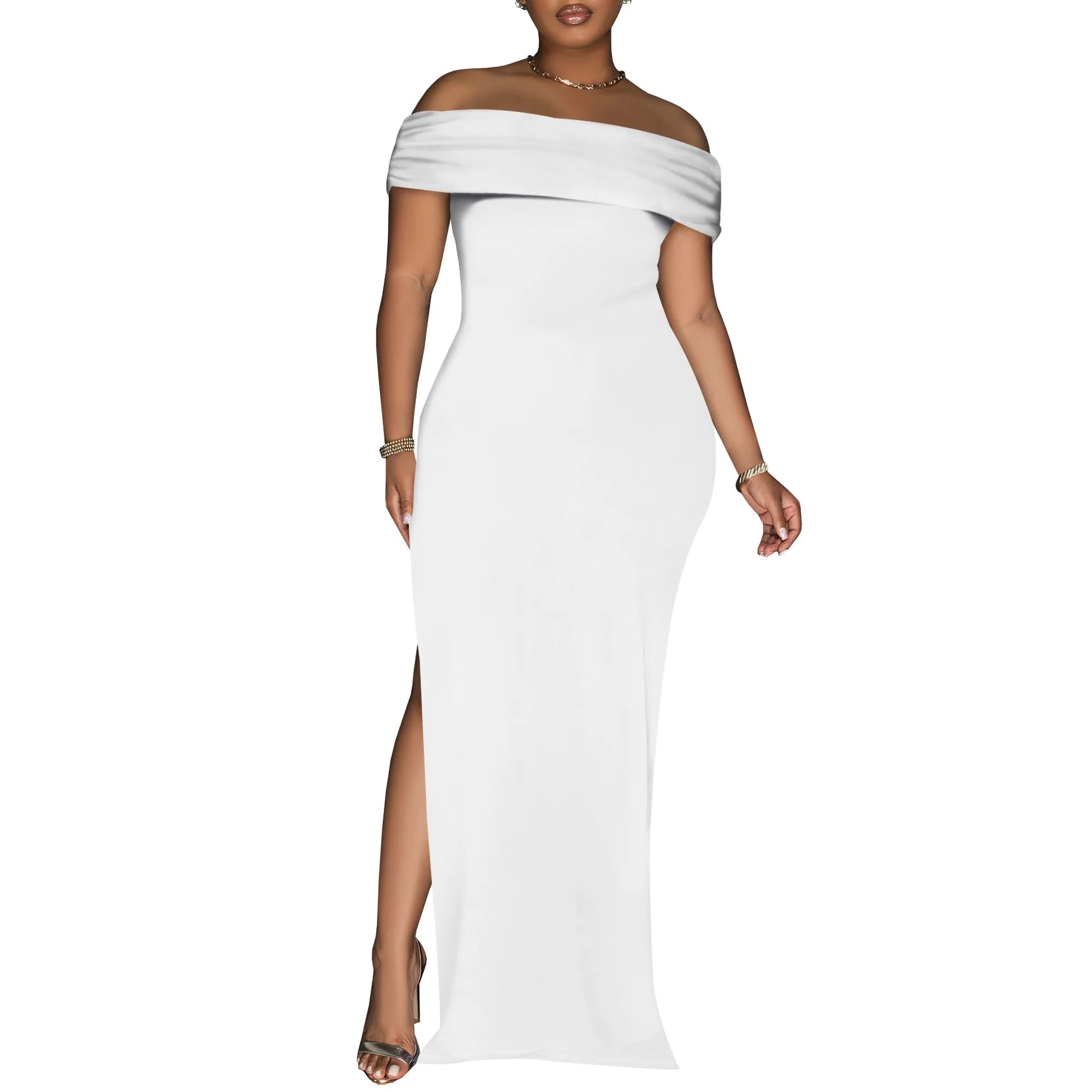 Women's Summer Sexy Bodycon Maxi Tube Dress Strapless Side Slit Long Going Out Casual Elegant Cocktail Party Dresses