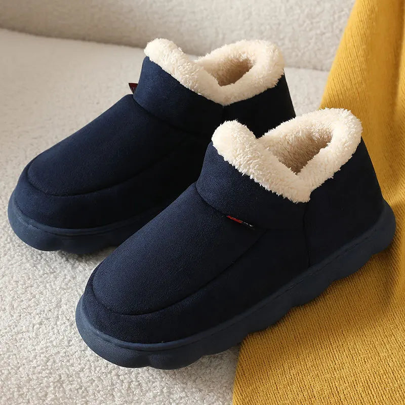 Men's Warm Fluffy Cotton Shoes Outdoor and Indoor Anti-Skid Fur Plush Male Winter Shoes With Soft Sole Fuzzy House Slippers