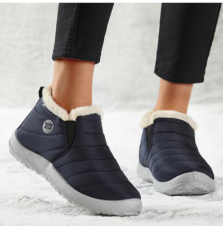 Men's Warm Fur Flat Shoes Waterproof Winter Slip-On Sneakers For Men