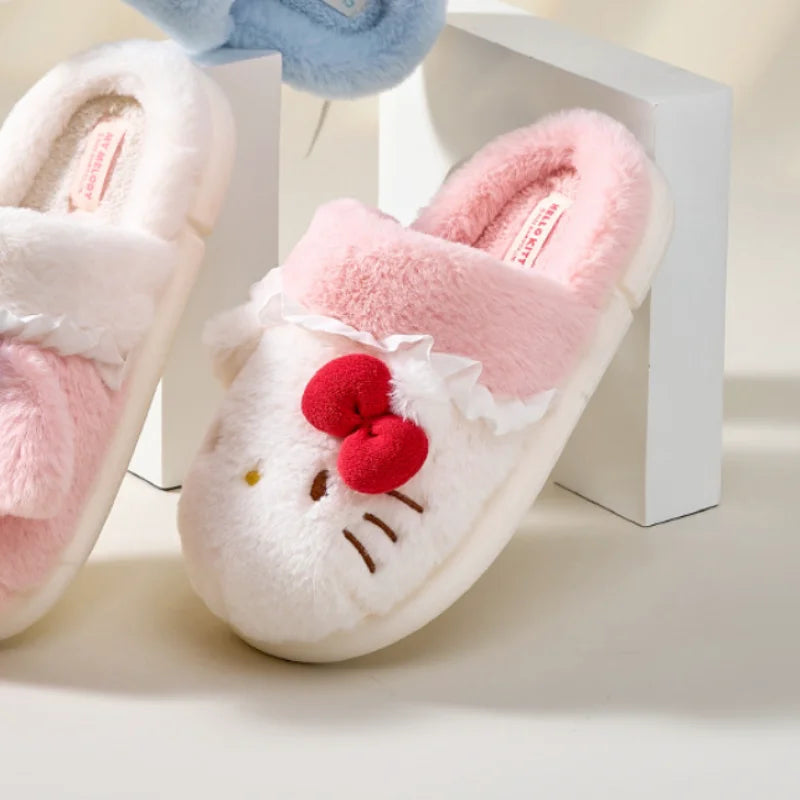 Kids' Slippers House Shoes Cartoon Hello Kitty Winter Shoes Warm Anti-Slip Soft Bottom Shoes For Girls Size 36-41