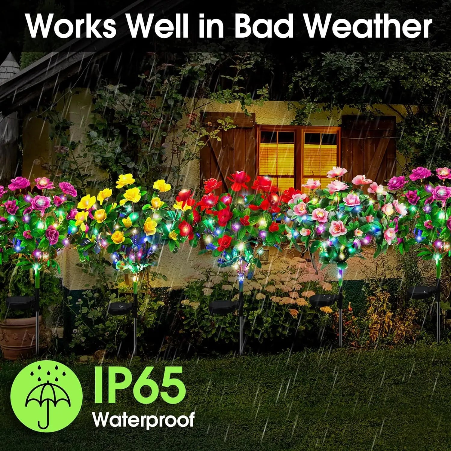 LED Solar Light Azalea Flowers Garden Lamp Home Decorative Light Landscape Orchid Rose LampYard Lawn Path Holiday Wedding Lights