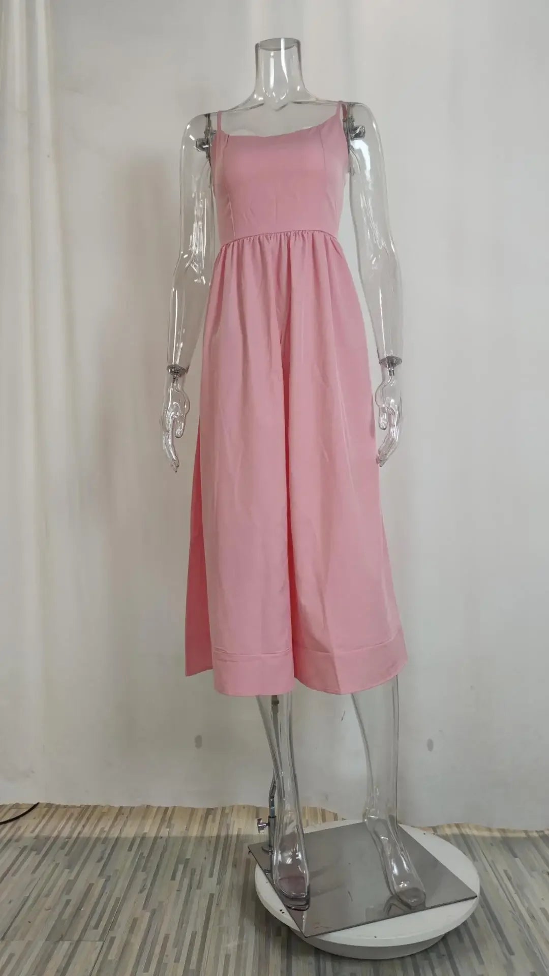 U-neck Summer Women's Dress Vintage Elegant Sleeveless Camisole Slim Pleated Sundress Loose Host A Performance Party Long Dress