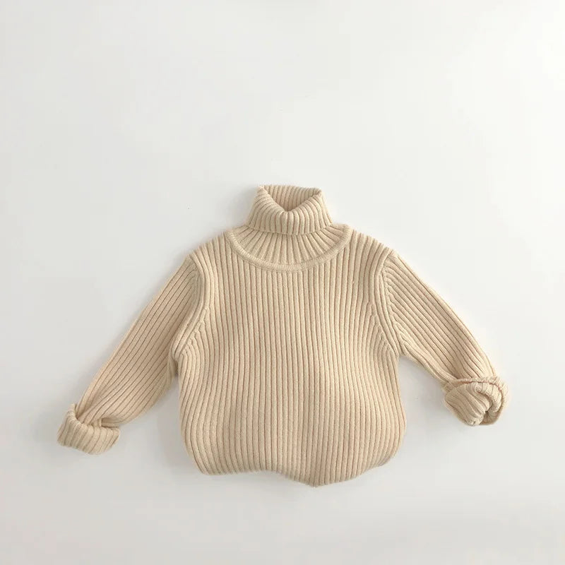 Kids Sweaters Turtleneck Boys Pullovers Vintage Girls Children Knitwear Warm Base Sweater 1-6Y Unisex