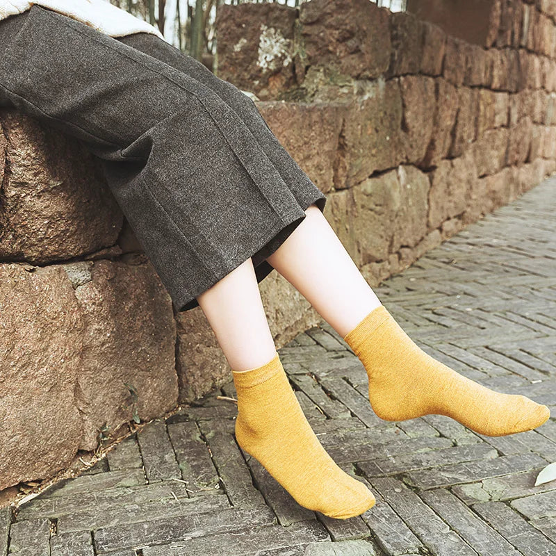 10 paar effen damessokken van bamboevezel, Koreaanse casual mode, ademende Harajuku damessokken