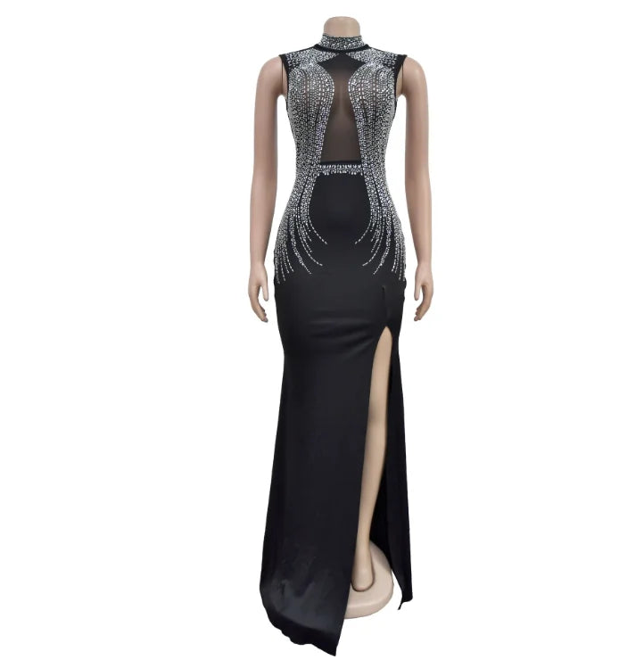 Sexy Rhinestone Shiny Floor Length Mermaid Party Dress