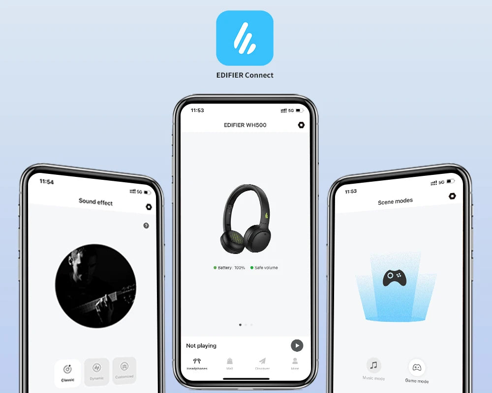 Edifier WH500 Wireless Bluetooth Headphones On-Ear Headset Lightweight Foldable Dual Connection 30H Battery Life