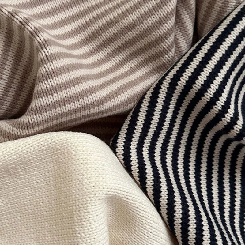 Baby Children's Sweater Turn Down Collar Kids Clothes Classic Striped Boys Jacket Sweaters Girls Knit Pullover 1-6Y Unisex