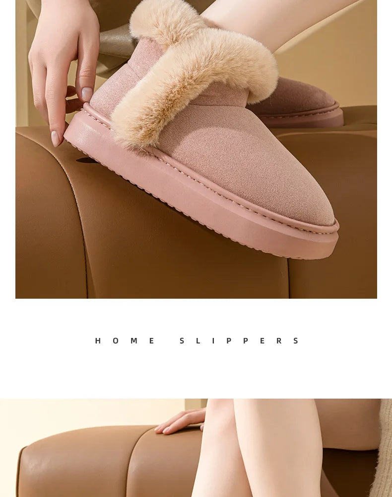 Women's Winter Warm Furry Snow Boots With Soft Plush Cosy Cotton Soft Bottom and Non-Slip Comfort Suitable For Home and Outdoor Use Ladies Shoes