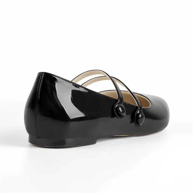 Pointed Toe Women Mary Jane Double Strap Retro Elegant Big Size Daily Flats Pumps