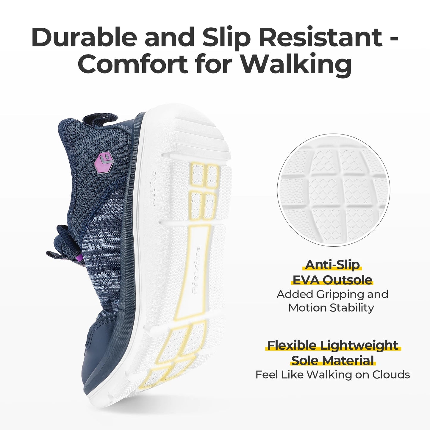 Women's Wide Foot Slip-On Sneakers Hands-Free Running Shoes Walking Shoes for Fat Feet Flat Feet Plantar Fasciitis