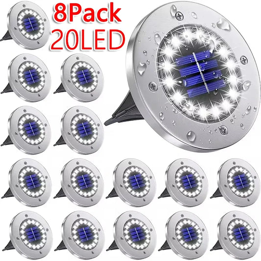 1/4/8-pack zonnelampen voor buiten, 8/20 LED's, schijfvormige ondergrondse lamp, spot, begraven zonnelamp voor huis, tuin, gazon en tuindecoratie