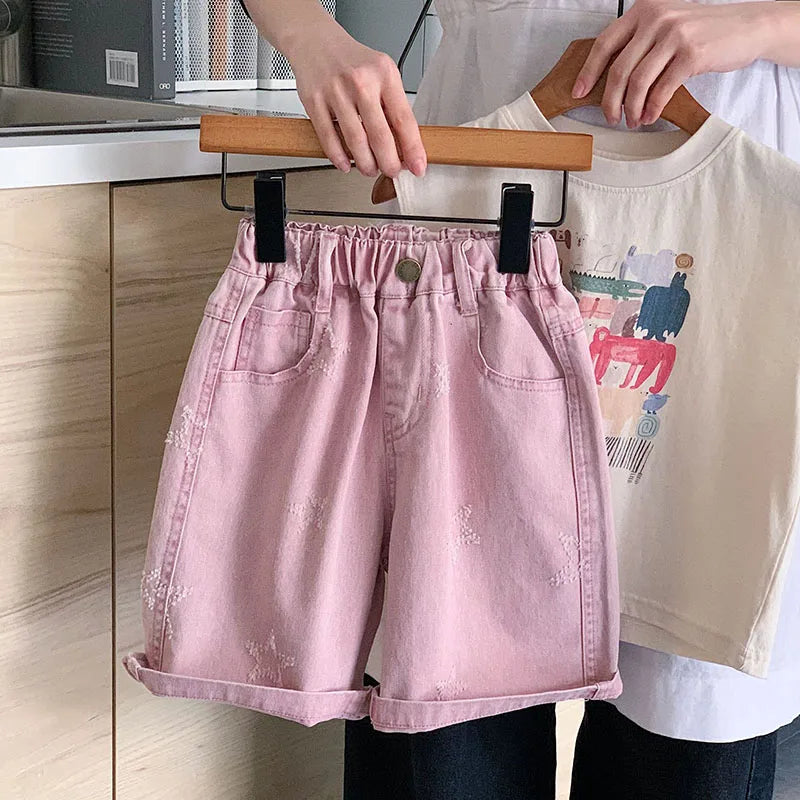Summer Children's Denim Shorts Thin Star Fashion Boys Shorts Kids Loose Korean Version Girls Casual Pants 1-6T Unisex