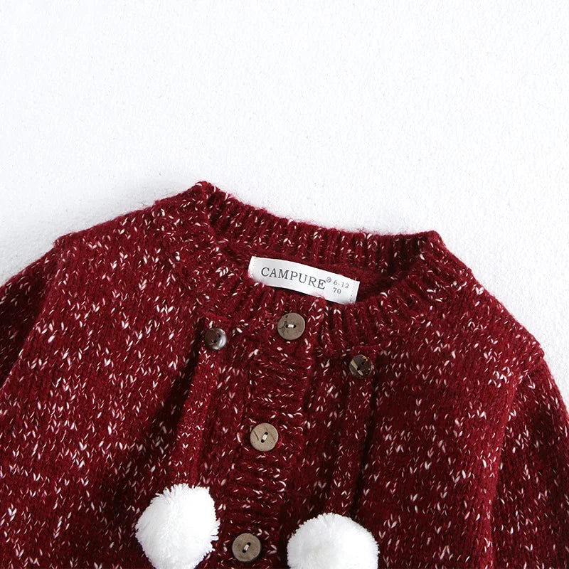 New Year Fashion Knitwear Children's Sweater Boys Loose Cardigans Coat Autumn Winter Girls Knitted Retro Outwear For Kids 0-5Y Unisex