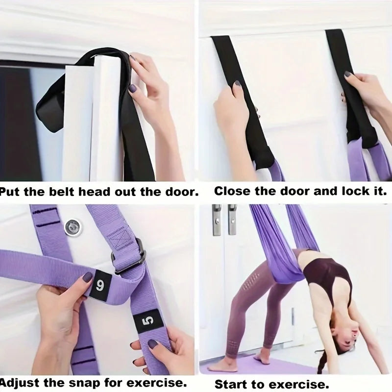 Yoga Strap Stretch Band, Elastic Fitness Rope, and Universal Back & Leg Belt For Home Backbend & Handstand Inversion Training Hammock