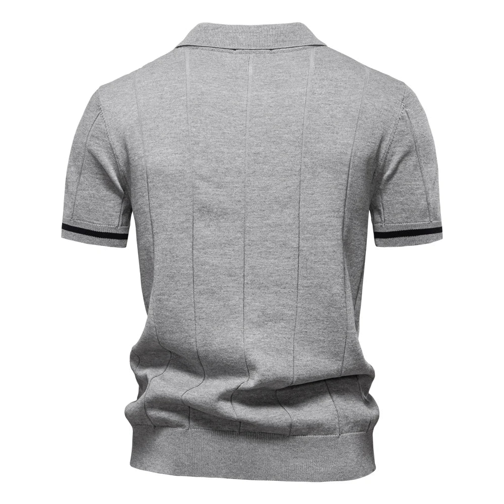 Men's Solid Colour Sport Zipper Polo Shirt Athletic Social Polo Shirts for Men Office Slim Fit Polo