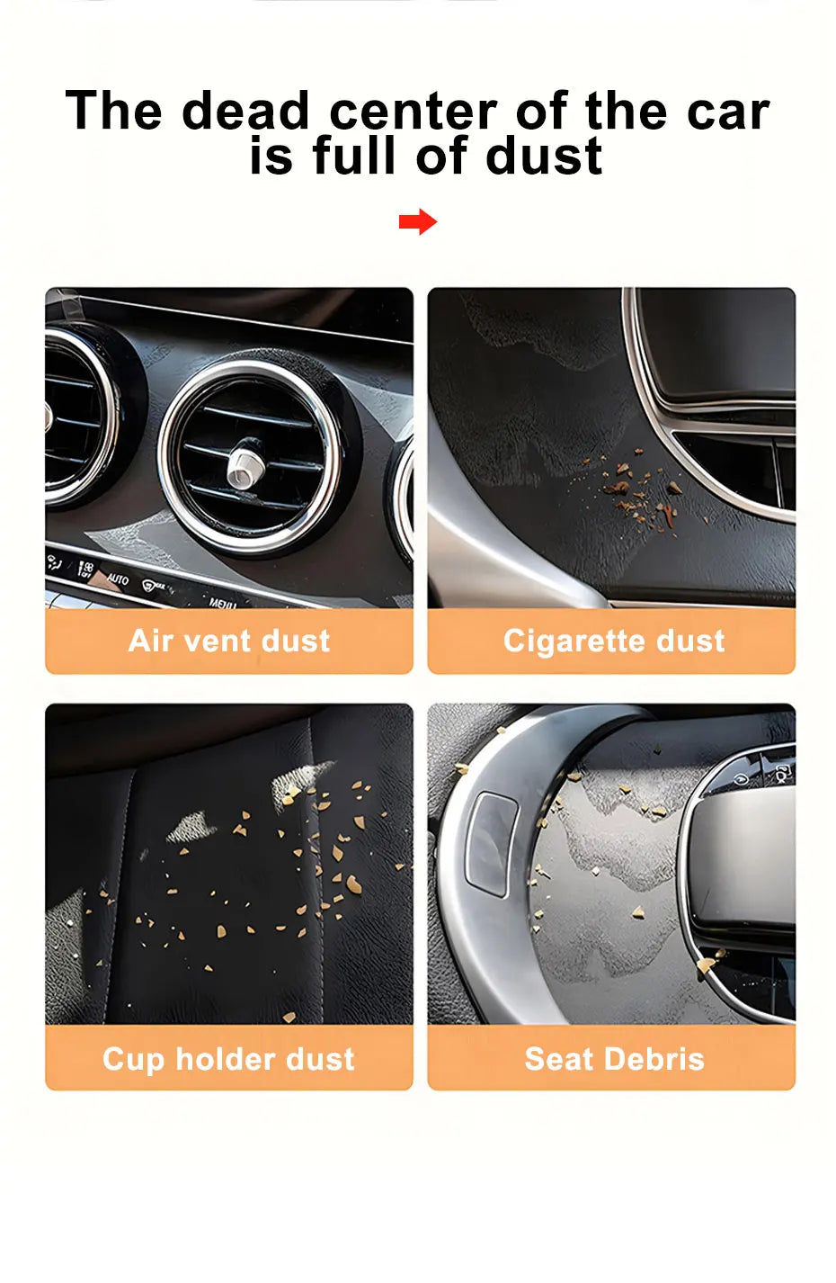 SEAMETAL Car Interior Cleaning Brush Soft Bristles Dust Removal Brush Auto Air Outlet Gaps Duster for Car Detailing Clean Tool