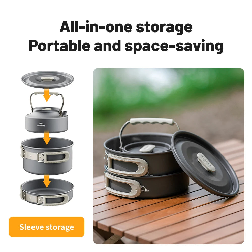 Portable Camping Cookware Set Outdoor Frying Pan Kettle Collapsible Picnic Tableware Kitchenware Furniture