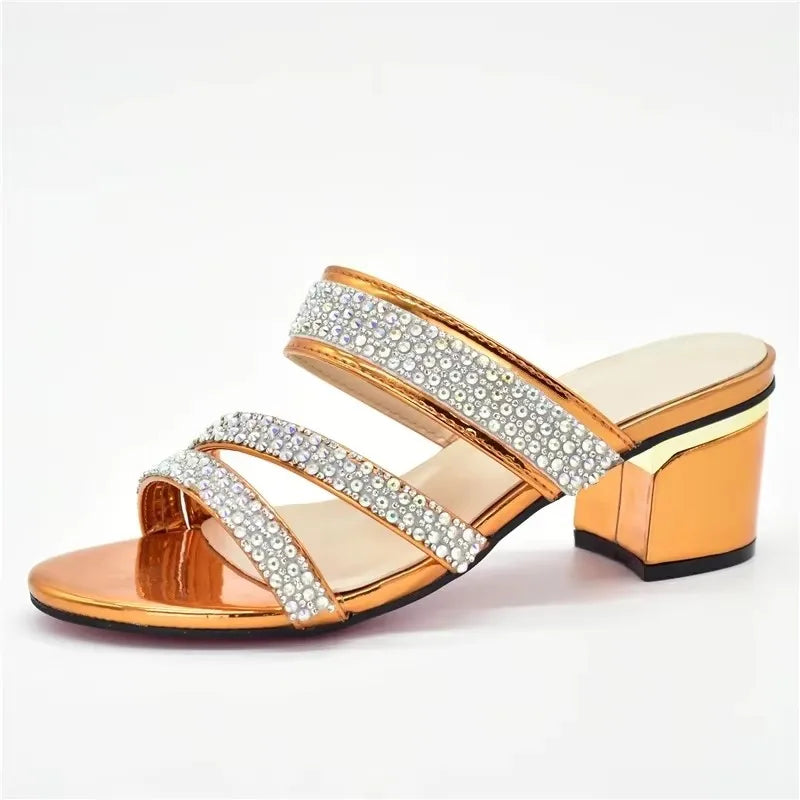 Women Sweet Style Rhinestone-Decorated Women Wedding Shoes for Royal Wedding Party Sling-Backs for Ladies' Party