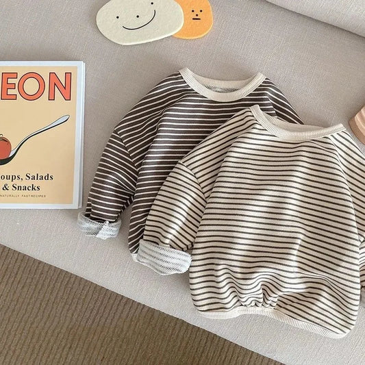 2025 Lente Nieuwe Kinderen Lange Mouw Gestreepte T-shirts Baby Jongen Meisje Casual Sweatshirt Peuter Losse Onderkant Tops Kinderkleding Unisex