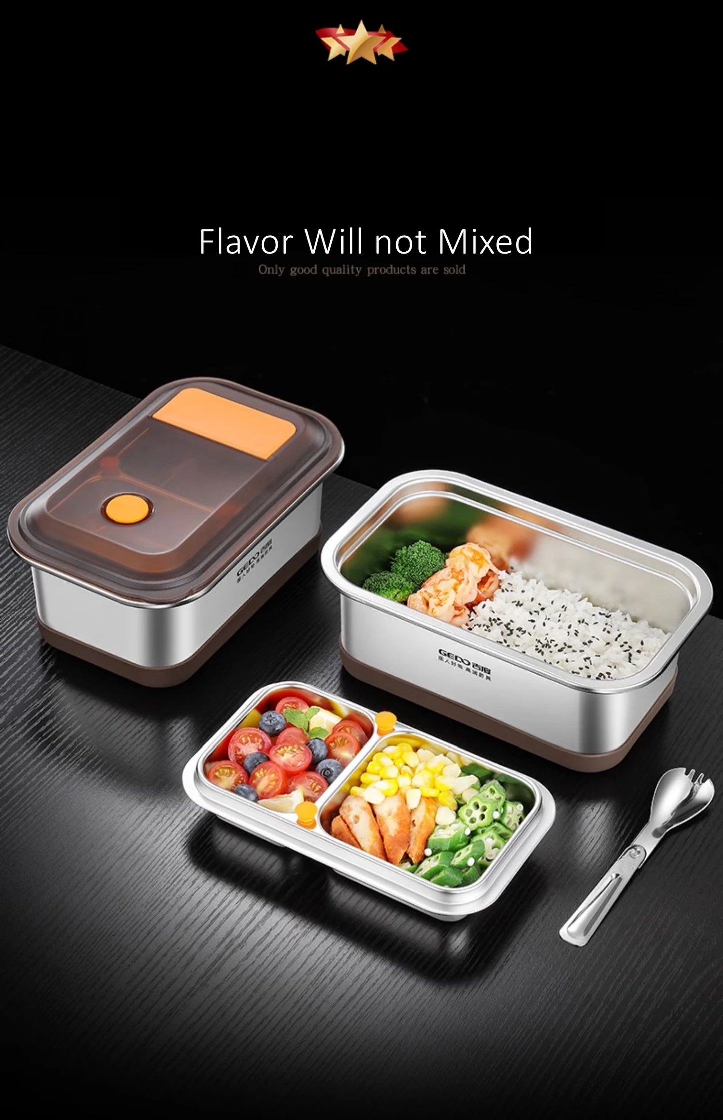 LFGB Certification 304 Stainless Steel Bento Box Well Sealed Crisper Air Exhaust Slight Vaccum Lunch Box for Office and School