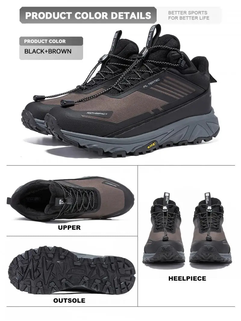Men's Warm Hiking Shoes For Lightweight Walking - Suitable For Outdoor With Waterproof & Non-Slip Feature