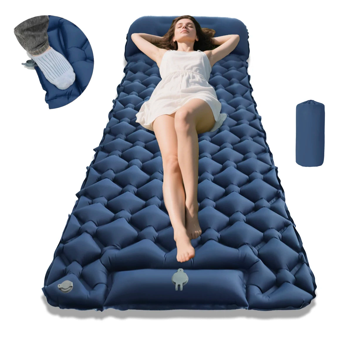 New Single Inflatable Mattress - Connectable, Lightweight & Portable for Camping, Travel, Home Use - Fast Shipping!