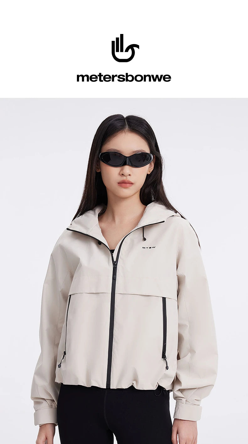 Women's Korean Short Windbreaker Jacket, Spring & Autumn Female Loose Fitting Tops Coat, Solid Colour Outerwear For Ladies