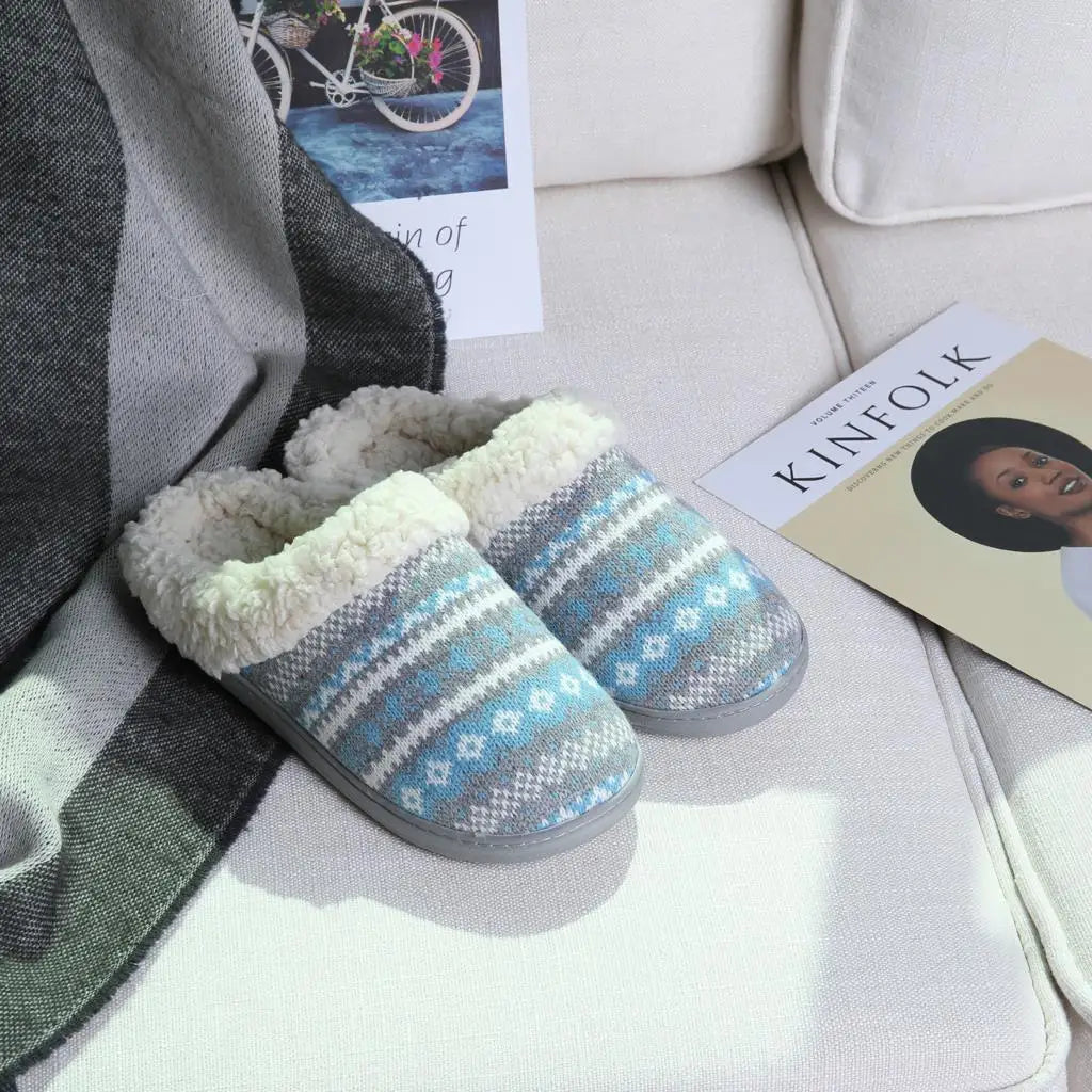 Unisex Winter House Slippers Anti-Slip Fluffy Warm Memory Foam Cotton Slippers With Durable Rubber Sole for Men & Women