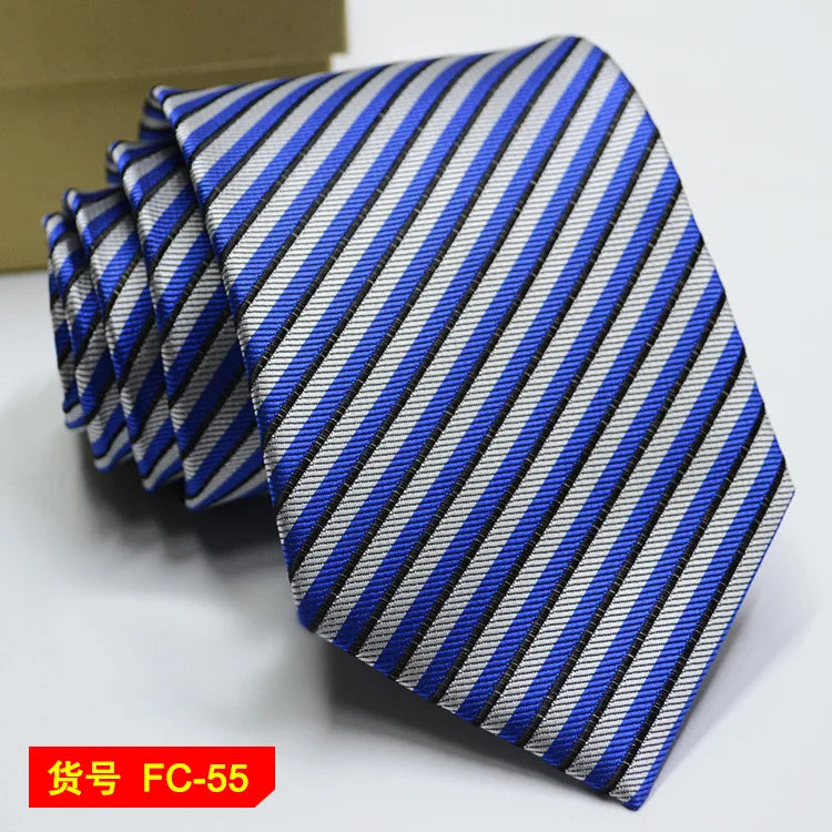 Men's Solid Color Stripe Floral Jacquard Necktie 7-8cm Width Fashionable Daily Wear Cravat for Wedding Party Gift