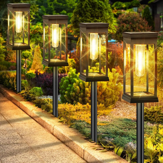 4 stuks zonnelampen voor buiten, waterdichte, heldere zonnelampen voor paden, tuinpaden en tuinverlichting