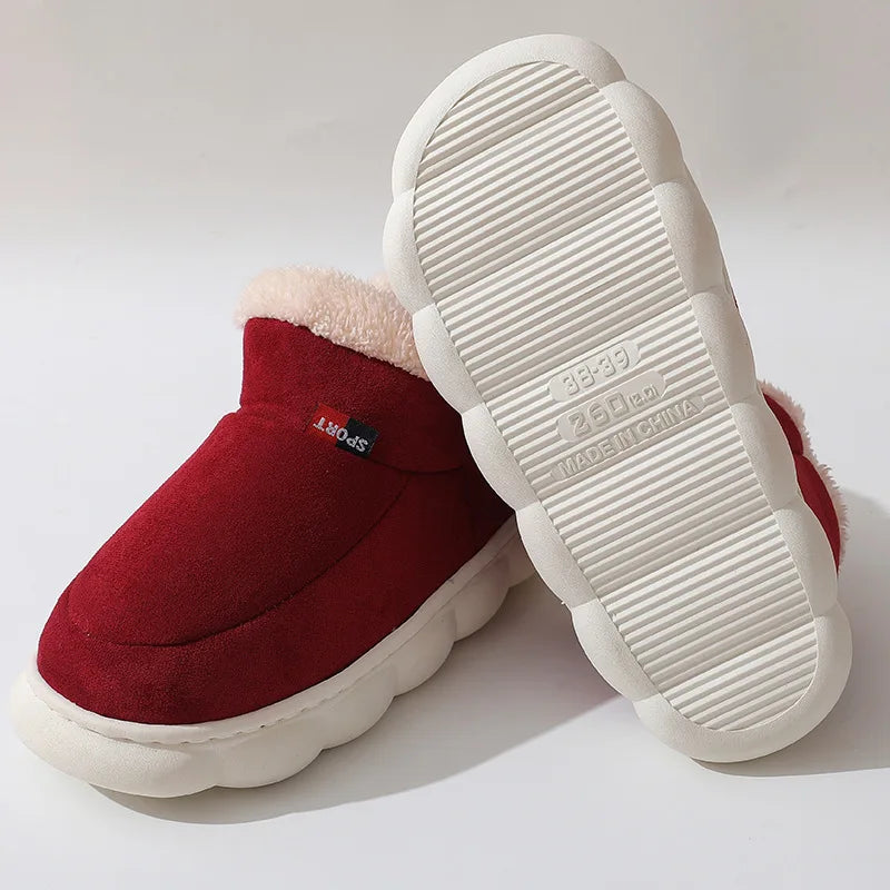 Men's Winter Cotton Indoor and Outdoor Shoes Non-Slip Fully Warm Cosy Platform Fuzzy House Slippers