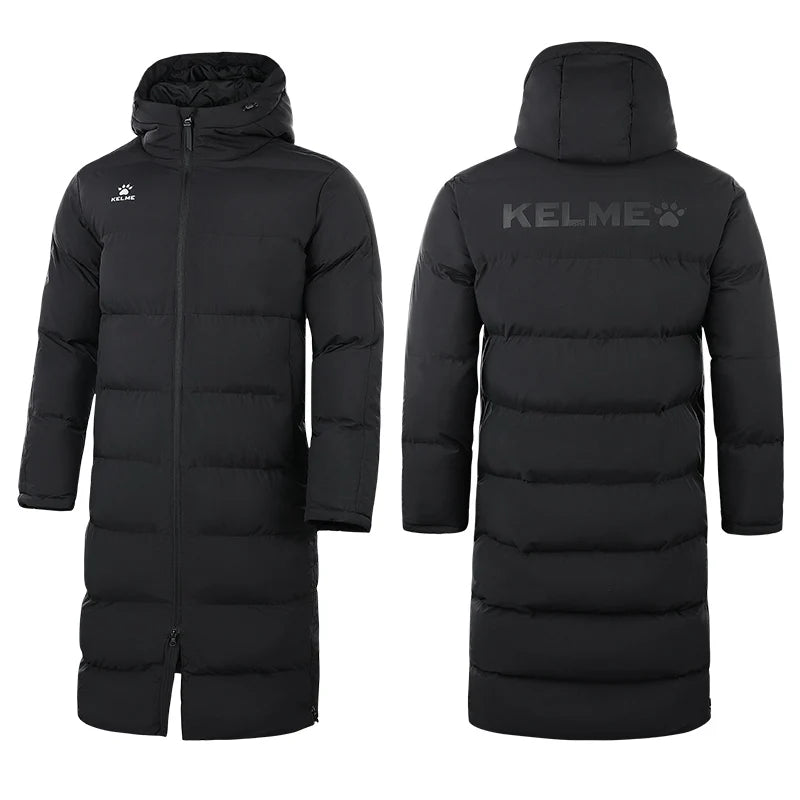 Men's Winter Jacket Long Sports Training Hooded Coat Outwear Warm Silk Cotton Windproof Cotton Clothing