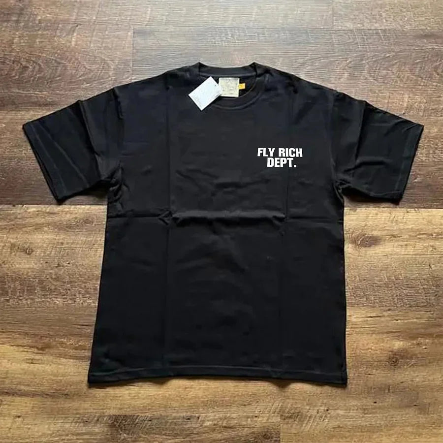 Unisex Fly Rich Graphic Print Casual 100% Cotton T-Shirt Women Y2K Summer Short Sleeve Oversize T-shirt Streetwear Tops