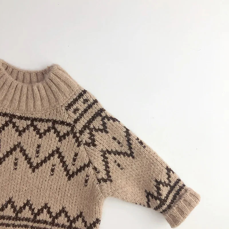 New Autumn Kids Sweater Girls Boys Thicken Stripe Knitted Sweater Children Tops 1-6 Unisex