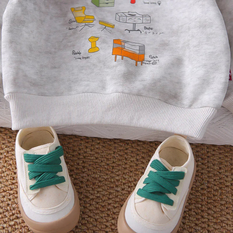 New Autumn Children Sweatshirt Set Sweet Cartoon Boys Hoodie + Sweatpants Kids 2PCS Printing Casual Suit 1-5T Unisex