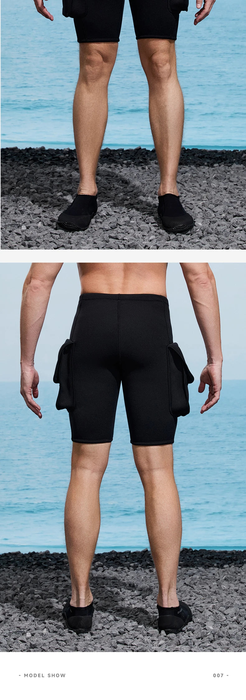 Men’s 3MM Neoprene Wetsuit Shorts – Thermal Diving & Surfing Shorts with Pocket for Swimming, Snorkeling & Water Sports