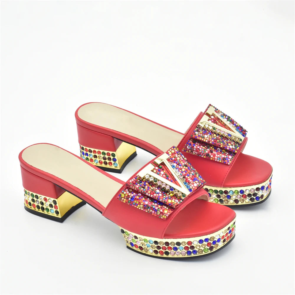 Fashion Ladies Shoe and Bag Set Latest Designers Nigeria Party Shoes and Bags for Women Full Rhinestone Wedding Shoes for Bride