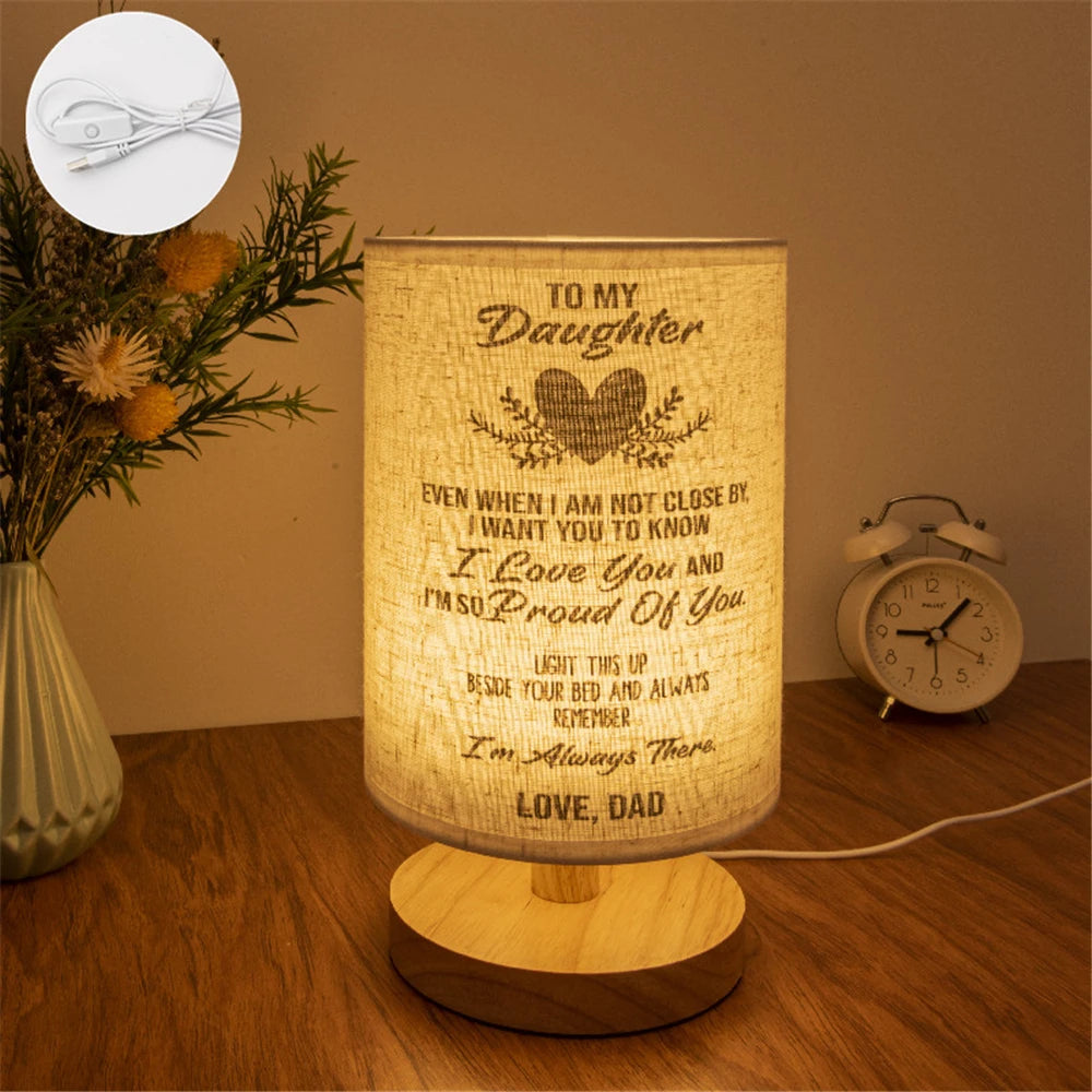 LED European Cloth Cover Table Lamp Solid Wood Base USB Plug Simple Nordic Bedroom Desktop Eye Protection Bedside Table Lamp