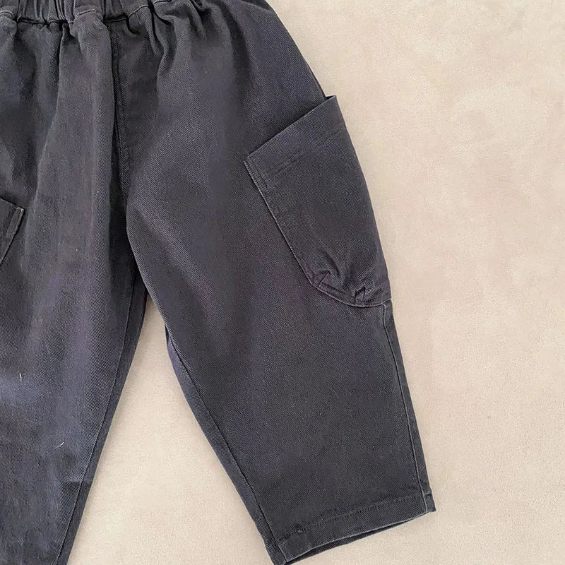 Spring Baby Children's Pants Loose Solid Colour Boys Pants Casual Girls Trousers Kid's Outdoor Pants 1-8Y Unisex