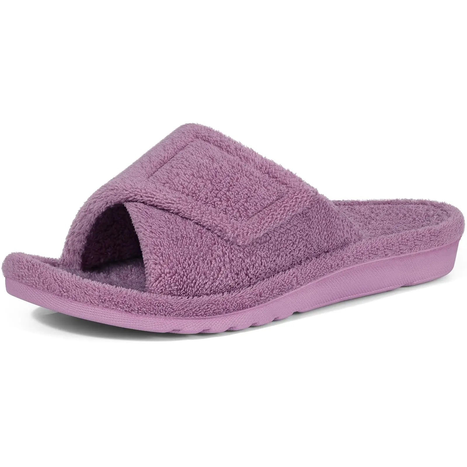 Women's Fuzzy House Slippers Orthopaedic Plush Slide With Arch Support and Open Toe Non-Slip Furry Bedroom Slide Suitable As House Shoes