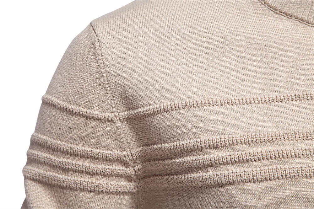 Men's Crewneck Pullover Sweater Knitted Cotton Stripped Quality Autumn Winter Warm Sweaters for Men